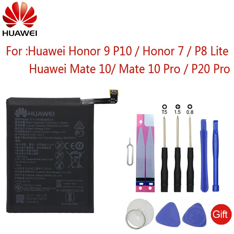 Аккумулятор huawei HB386280ECW для huawei Honor 7 9 P10 P8 Lite для Mate10 Pro P20 Pro HB3742A0EZC+ HB494590EBC HB436486ECW