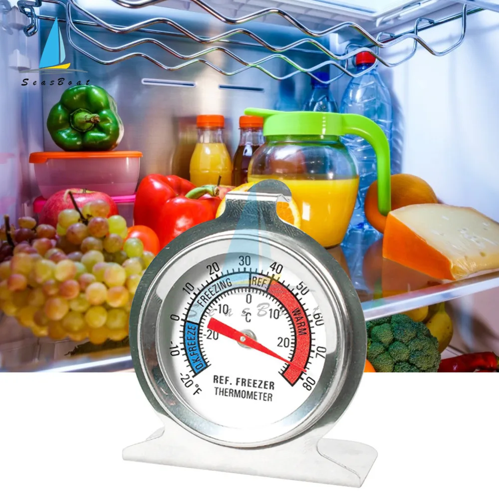 Refrigerator Freezer Thermometer Fridge DIAL Type Stainless Steel Hang Stand