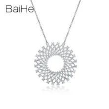 BAIHE Solid 18K белое золото Сертифицированный всего 1.8ct натуральные бриллианты женские свадебные модные ювелирные изделия Подарочные ожерелья