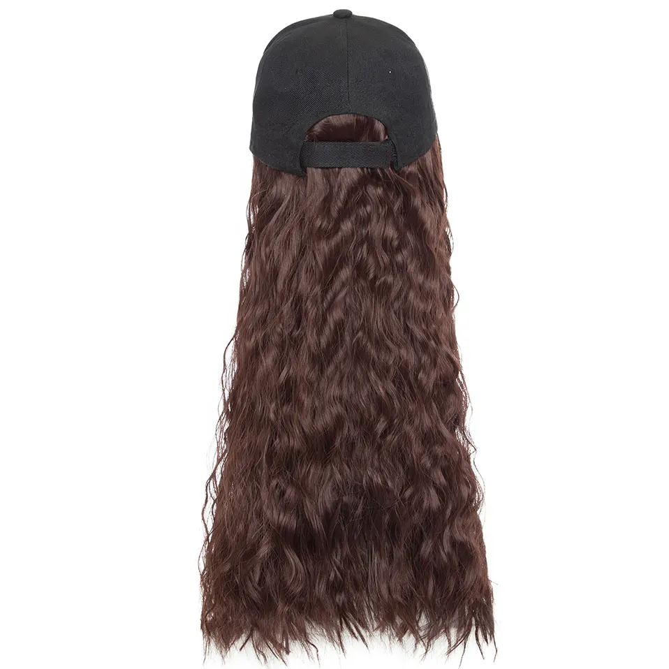 SNOILITE 18inch Long Wavy hair extension with black cap Synthetic extension hair for Girls Party new style intergrate cap hair