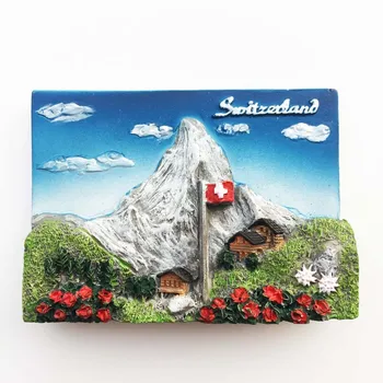 

fridge magnet swiss souvenir switzerland jungfrau blue square art crafts resion stereo gift kitchen decoration magnetic sticker