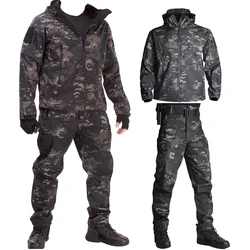Conjunto de roupas de caça airsoft plus, roupas militares de pele de tubarão para caça, jaqueta tipo concha macia, à prova d'água