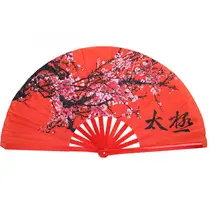 Китайский Tai Chi Fan бамбуковое дерево красный цвет сливы Единоборства кунг-фу тайцзи любителей выполнять складной веер
