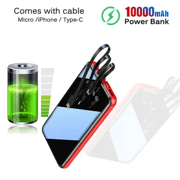 

10000mAh Portable Mini Power Bank Mirror Screen Digital Disply Poverbank External Battery Pack Powerbank For Smart Mobile Phone