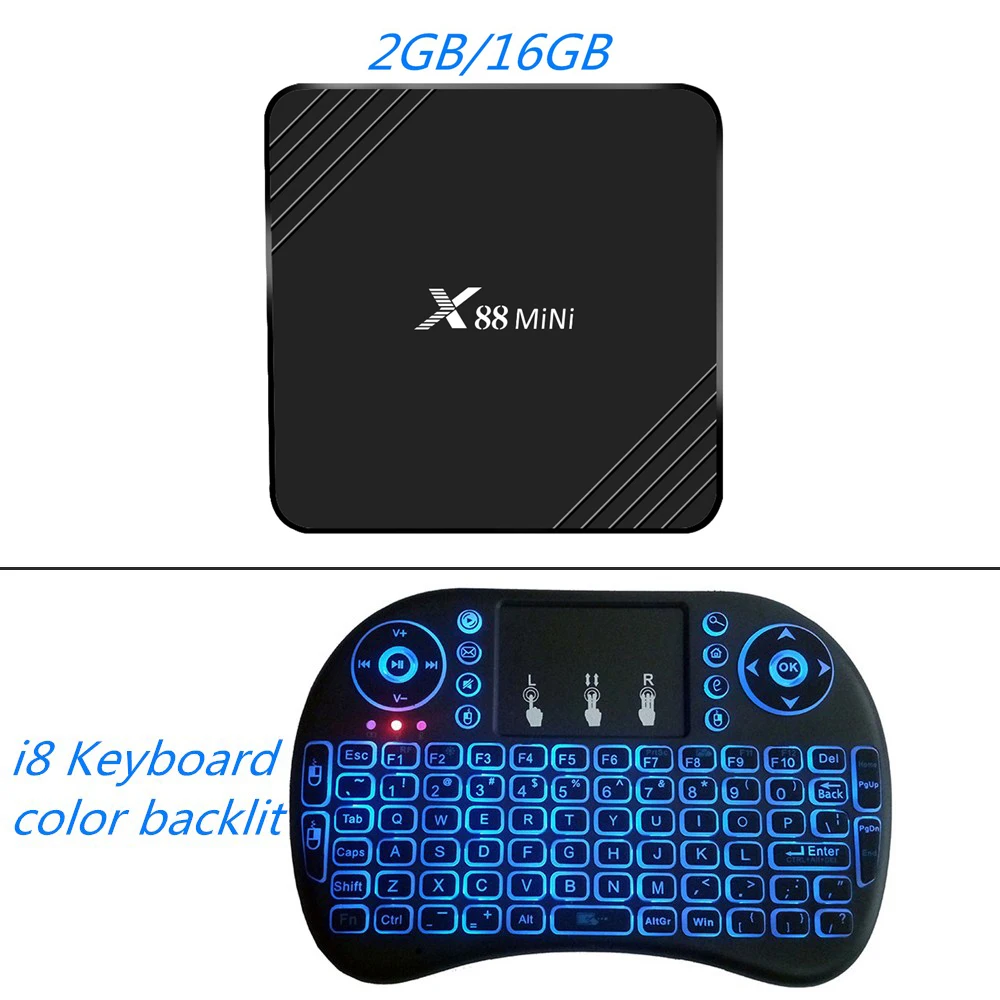 X88 Mini i8 Backlit X88 Мини Android 9,0 ТВ-приставка Rockchip RK3318 четырехъядерный ТВ-приставка 2 Гб ОЗУ 16 Гб ПЗУ 2,4G Wifi видео 4K смарт-медиаплеер X88Mini - Цвет: X88 Mini i8 Backlit