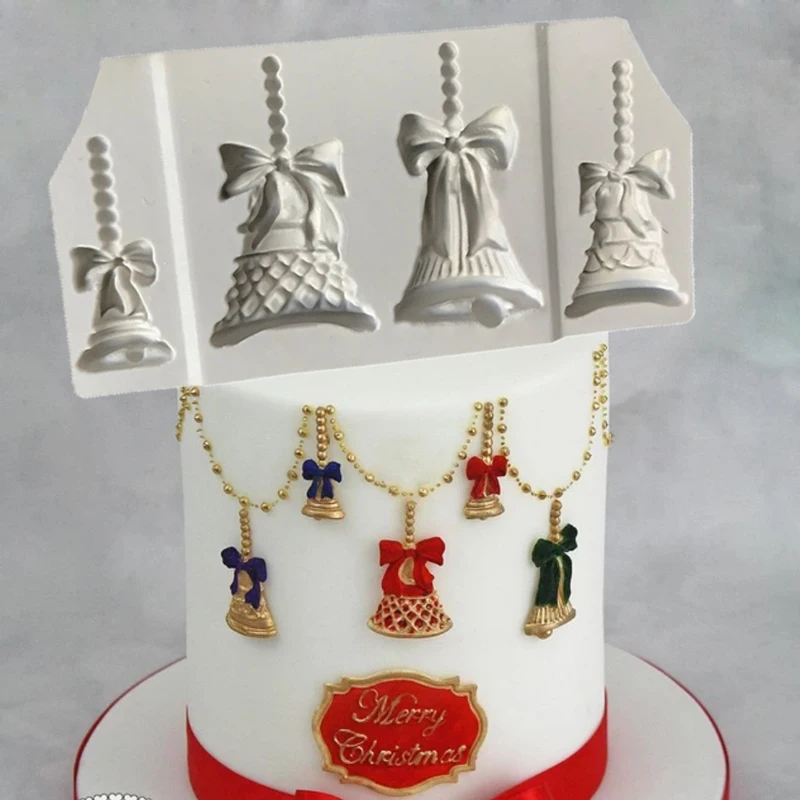 Silicone Moulds Christmas Bells Sugarpaste Fondant Chocolate Mold Cutter