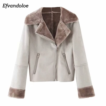 

Efvandoloe Autumn Winter Jacket Women Coat Clothes 2019 Fashion Fur Leather ladies jackets