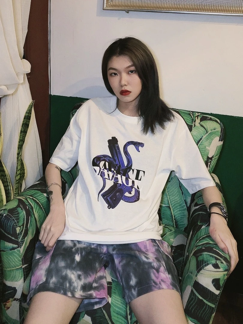 JASUMMER Panyafeng 2-color tie-dyeing Hansufeng Корейская версия BF модные рабочие брюки с пятью точками свободные женские брюки