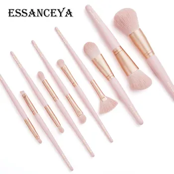 

ESSANCEYA 10Pcs Make Up Brushes Set Wood Handle Fan Foundation Powder Eyeshadow Eyebrow Brush Beauty Makeup Tools Maquiagem Kit