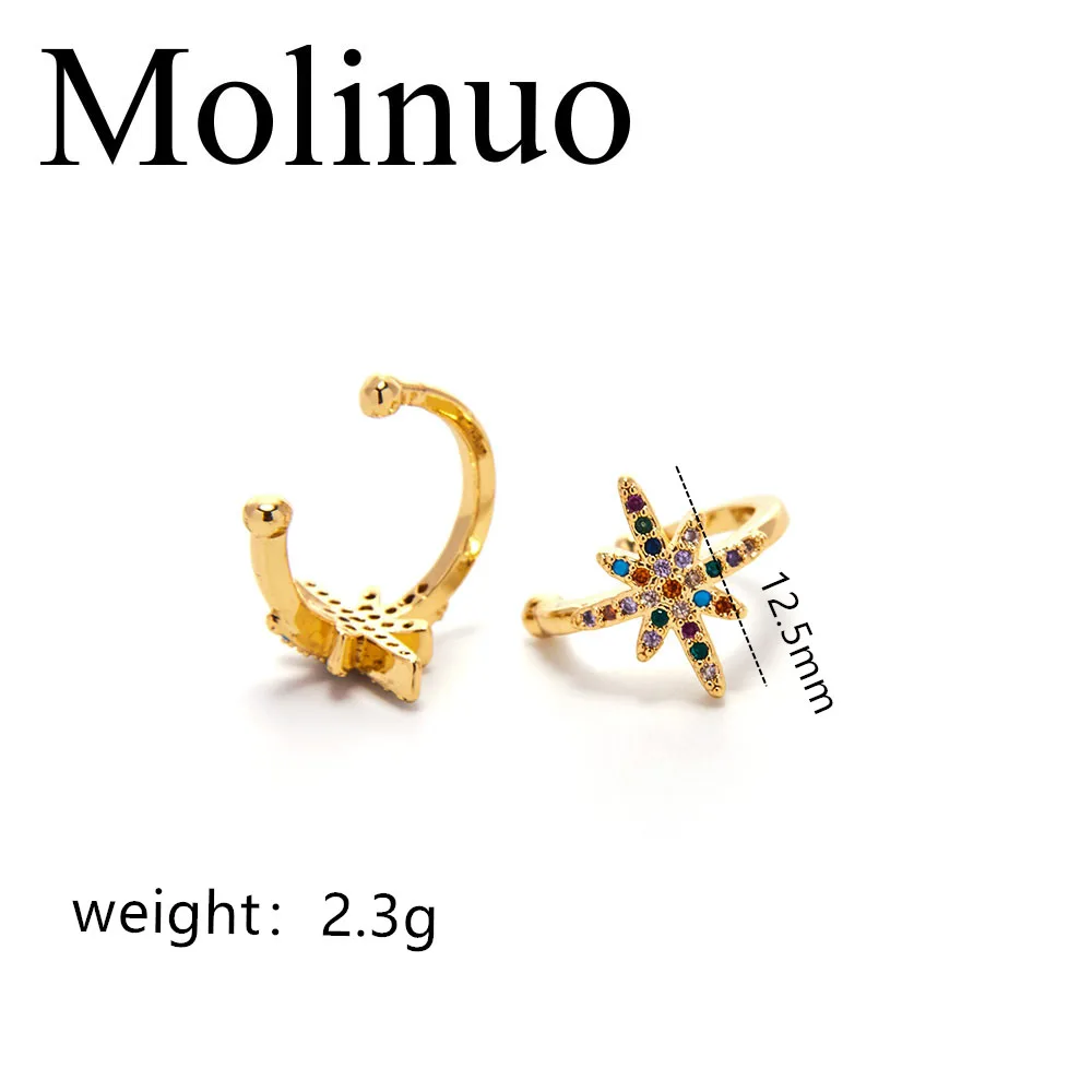 blue Molinuo минимализм 4 Дополнительные красочные cz круглые серьги манжеты золотые не перфорированные Модные женские Клипсы Серьги - Окраска металла: blue