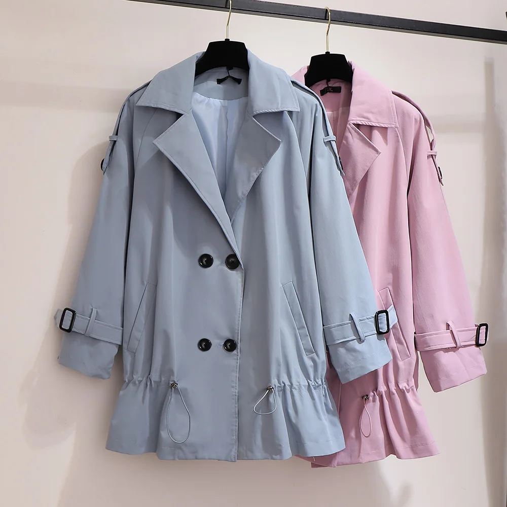 Женская одежда ropa mujer Ранняя осень негабаритная женская одежда двубортный Досуг коллекция талия короткая ветровка куртка