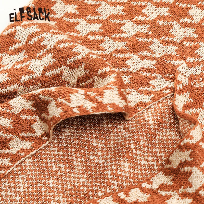 ELFSACK, карамель, ласточка, завышенная талия, Вязанная, повседневная юбка, для женщин, зима, разрезные, обтягивающие, офисные, для девушек, базовые юбки