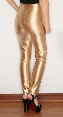 American Style Pencil Pants Shiny Disco Pants High Waist Women 'S Trousers Leggings Pants