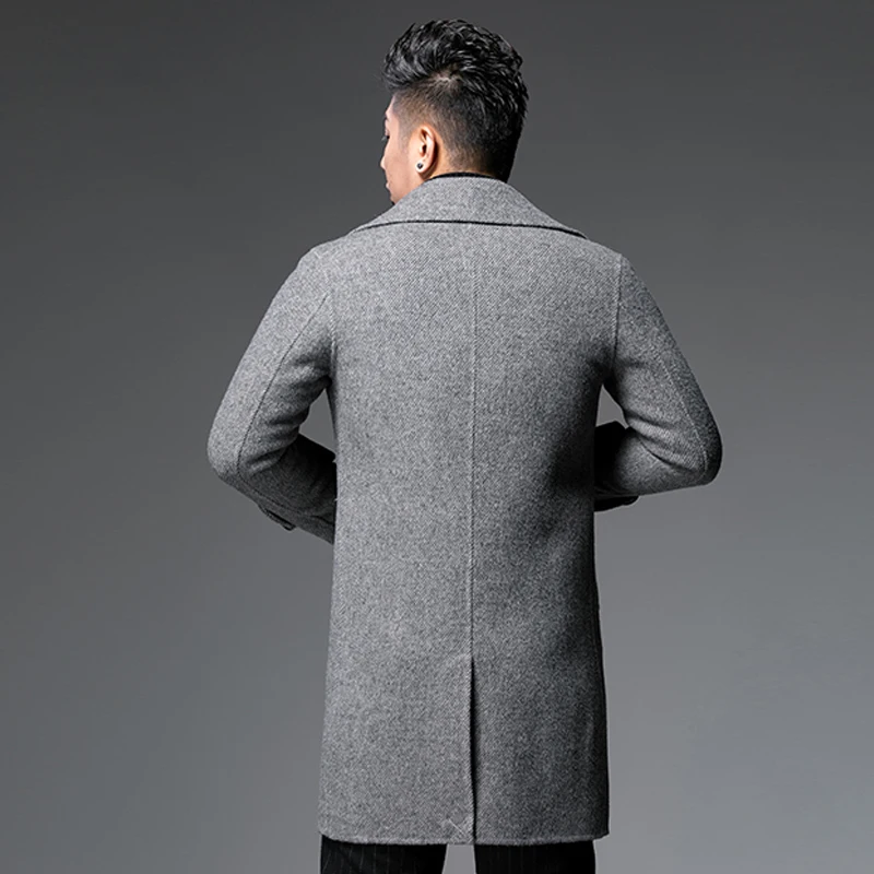 

100%Wool Coat Autumn Winter Jacket Handmade Double-sided Woolen Coats Mens Fashion Outwear Abrigo Hombre XCH19002 Y1349