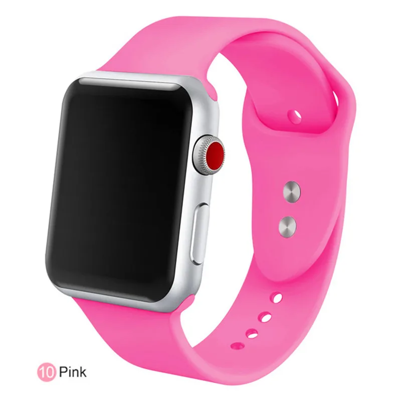 pink Мягкий силиконовый ремешок для apple watch 4 5 44 мм 40 мм браслет для iwatch серии 3 2 1 42 мм 38 мм спортивное издание - Цвет ремешка: pink