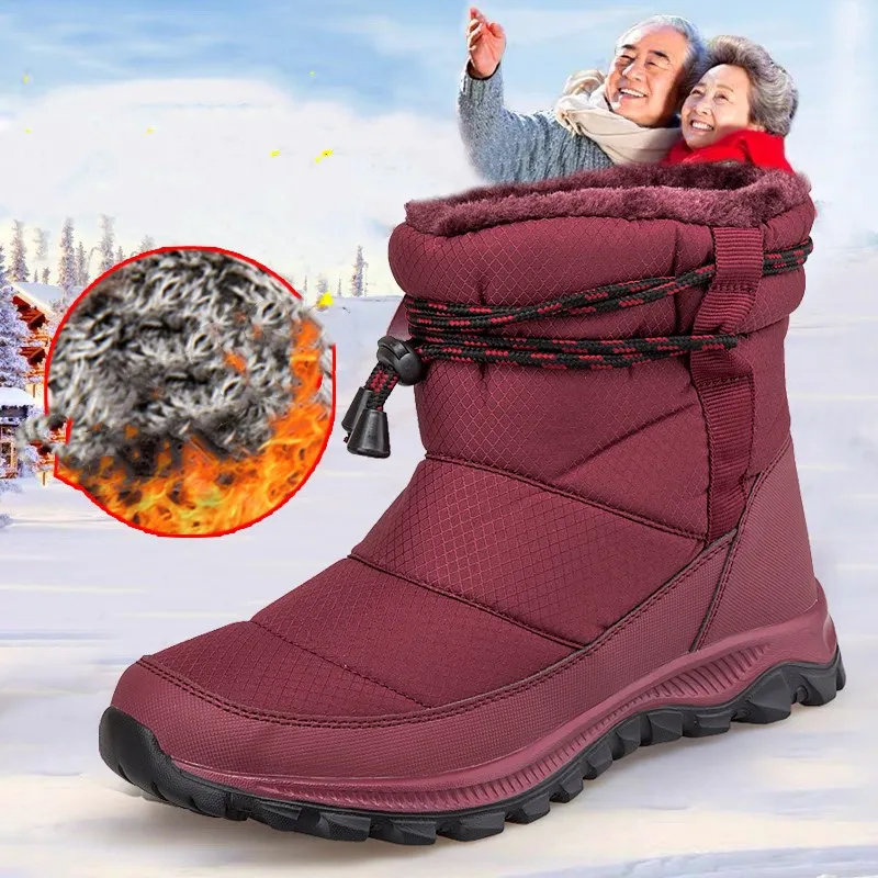 

2020 Winter Warm Women Boots Waterproof Snow Boots Plush Ankle Shoes Woman Red Black Boot Ladies Botas De Mujer Invierno Nuevas