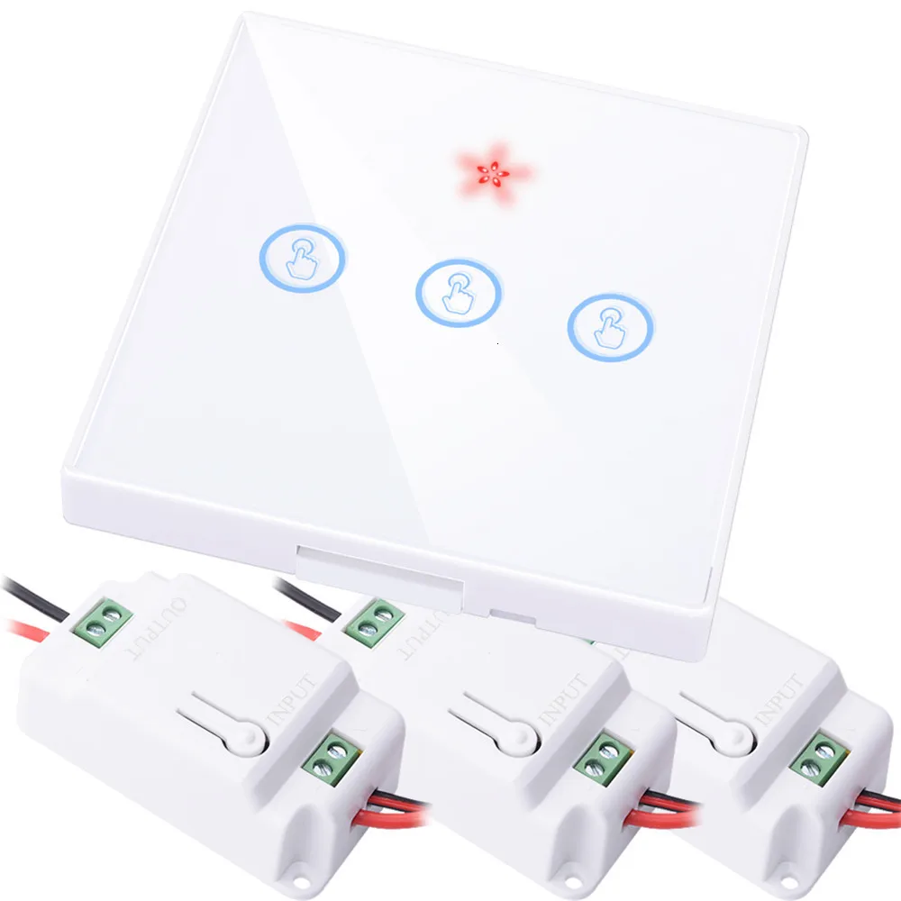 3 Gang3receiver wh Чувствительный к касанию светильник-прерыватель без провода Радиочастотный пульт дистанционного управления 1 3 банда 433 МГц настенная панель дома 110 В 220 В проводится лампа - Цвет: 3 Gang3receiver wh