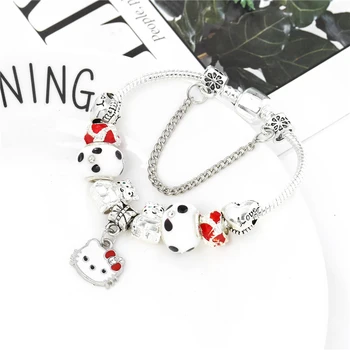 

olevo jewelry 2020 new product fashion trend girl cute white bear beads Hello Kitty pendant girl bracelet street crystal beaded