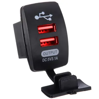 

Car Charger Waterproof Dual USB Ports Auto AdapterSocket Charger Compatible For Mobile phone LED Display Meter Voltmeter