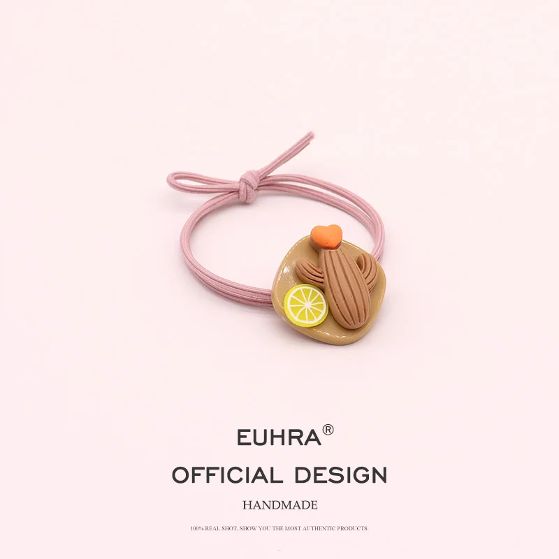 EUHRA, 5 цветов, кактус, фруктовый срез для девочек, завязанный вручную, женские эластичные резинки для волос, Детские резинки, высокая эластичность - Цвет: Color C