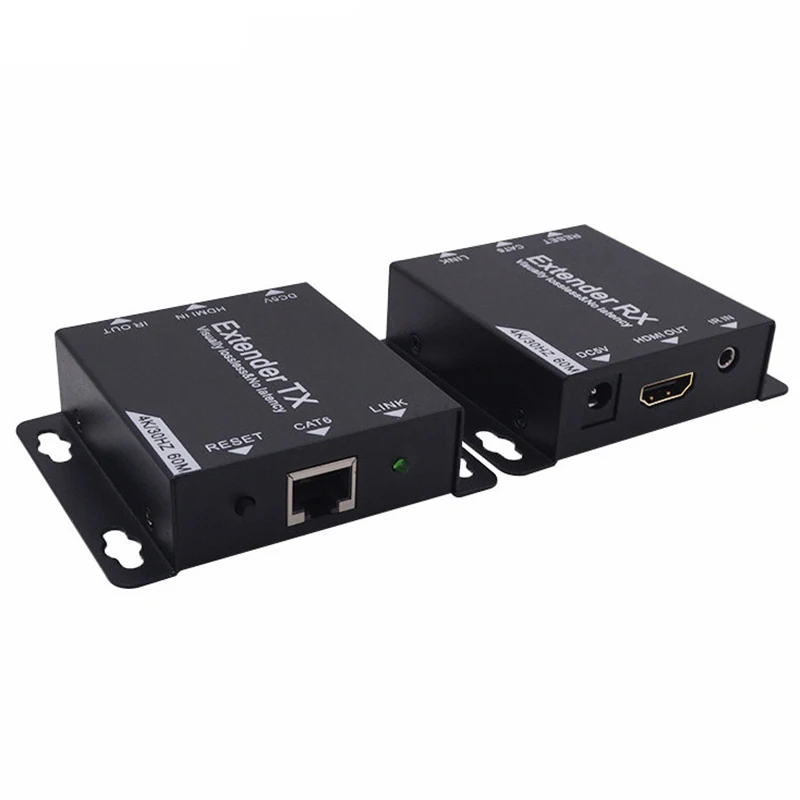 

4K HDMI Extender 60M RJ45 Transmitter TX/RX with IR Over CAT6 Ethernet Cable Support HDMI 1.3 1080P For TV Projector DVD