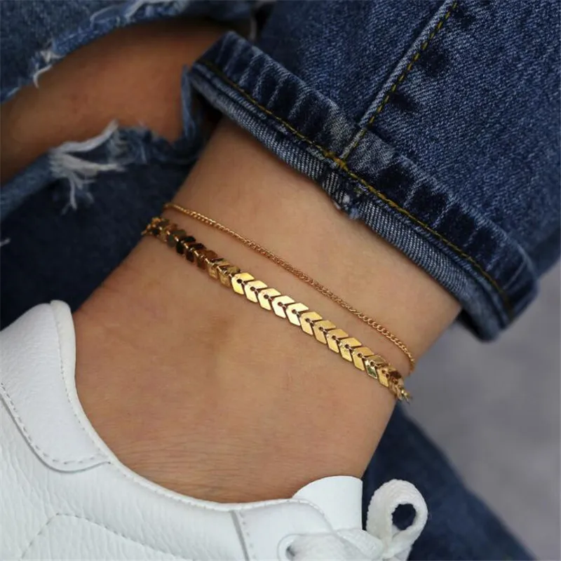 Fish Scale Anklet - Gold