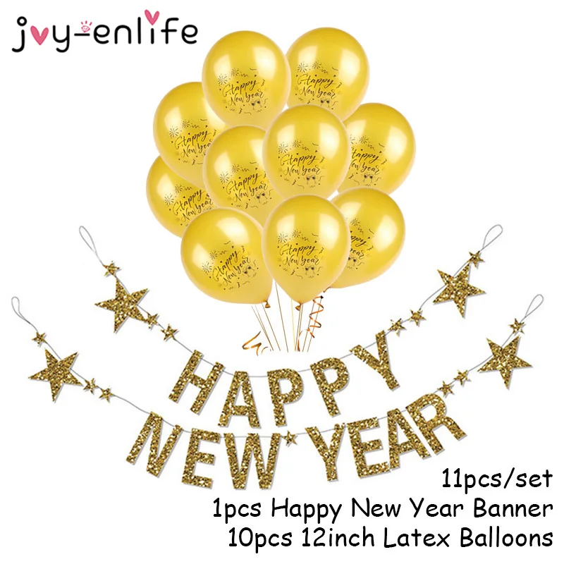 

1set Happy New Year Banner and Balloons 2020 Photo Frame New Year Eve Party Decoration Navidad Merry Christmas Decor Supplies