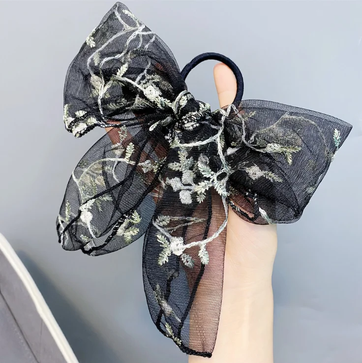 

Girl beautiful head ribbon embroidery lace hairpin embroidered hair circle black/beige cute fashion hot sale 2020