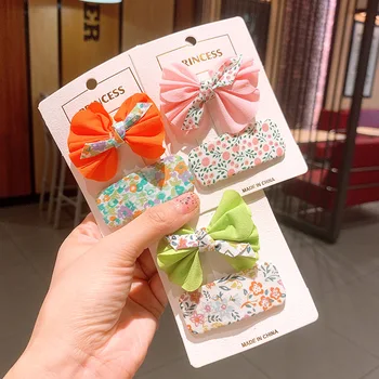 

Korean-style New Style Floral Bow Color Children Princess BB Clip Bang Clip Side Clip Baby Barrettes Hair Accessories Headdress