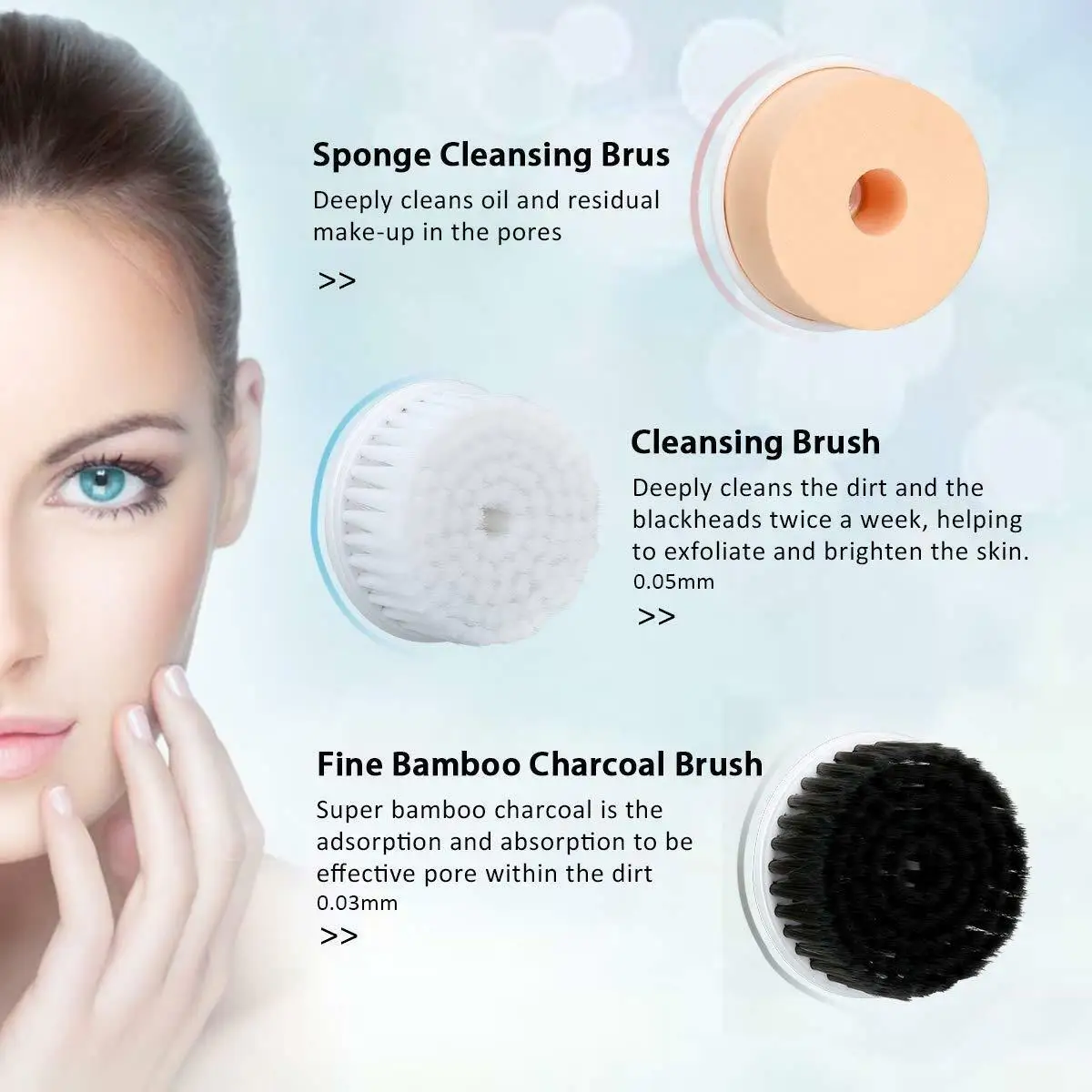 Щетка для чистки лица Электрический очищающее средство для лица Массажер 3-в-1 Водонепроницаемый глубокий очищающий, отшелушивающий средство для снятия макияжа средство для очистки лица