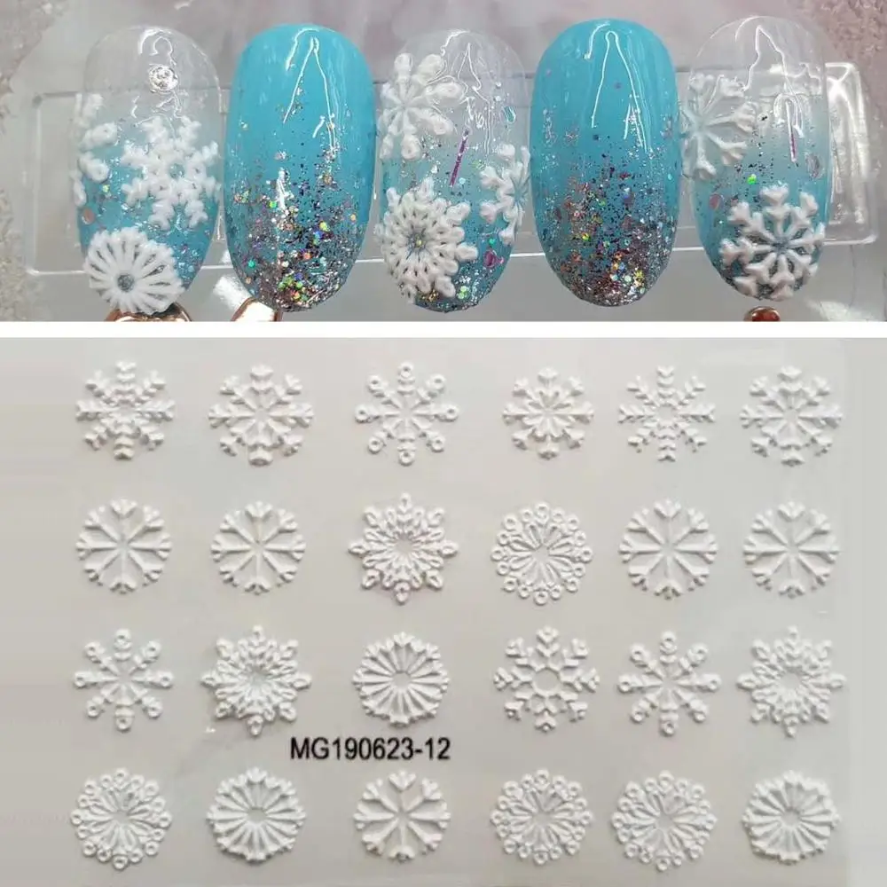 1 лист 3D акриловые Выгравированные часы наклейки для ногтей рельефные 3D снежинки дизайн переводные наклейки для ногтей Декоративные животные
