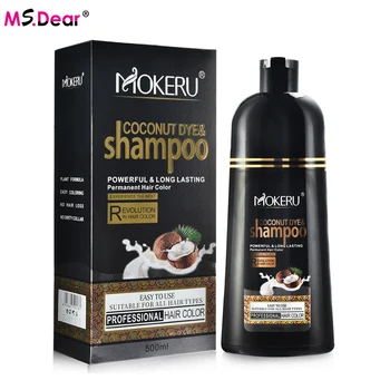 

Black Hair Dye Color Shampoo Covering Gray Hair Dye Cream Natural Organic Coconut Oil Essence Permanent Hair Color Dye Shampoo