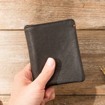 

Leather Small Purse Men's Short Wallet Soft Handmade Men Mini Wallet Retro Ultra-thin Wallet First Layer Leather Female Youth