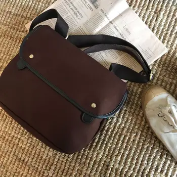 

2020 Summer Women New Fashion Retro Concise Caramel Large Capacity Canvas Messenger Bag Shoulder Bag Crossbody Bag Office Daily