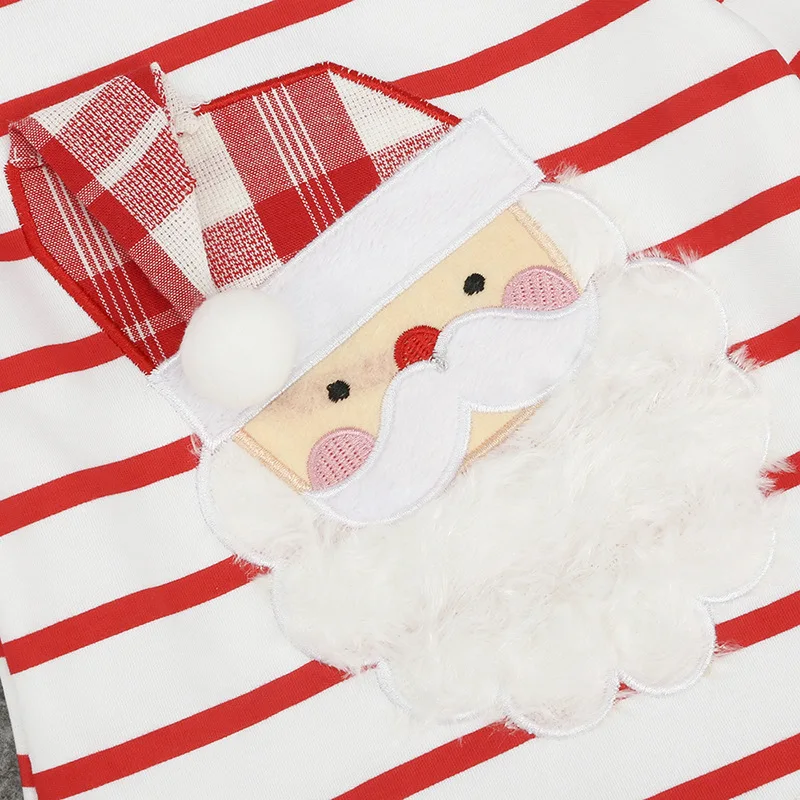 Рождественское платье из хлопка осенне-зимнее платье для маленьких девочек Полосатое платье с длинными рукавами для маленьких девочек Рождественская одежда для малышей
