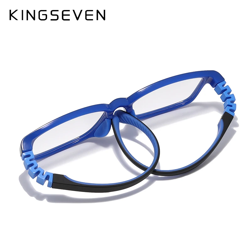 KINGSEVEN Children Size 50mm Anti-blue Square Blue Light Blocking Glasses Kids Boy Girls Computer Clear Eyewear Frame UV400 Fil