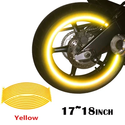 16 светоотражающий, для мотокросса велосипед мотоцикл наклейки 16'1" Авто обод колеса мотоцикл Fitas Moto наклейка для Yamaha Honda Harley Suzuki - Цвет: 17 18 inch Y