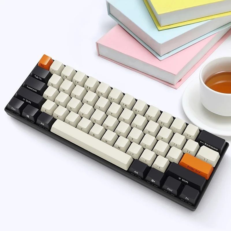 New Ajazz AK61 85% PBT Keycap Bluetooth Wireless/Wired Dual Mode Backlit Mechanical Keyboard For Ipad Notebook Black Blue Axis