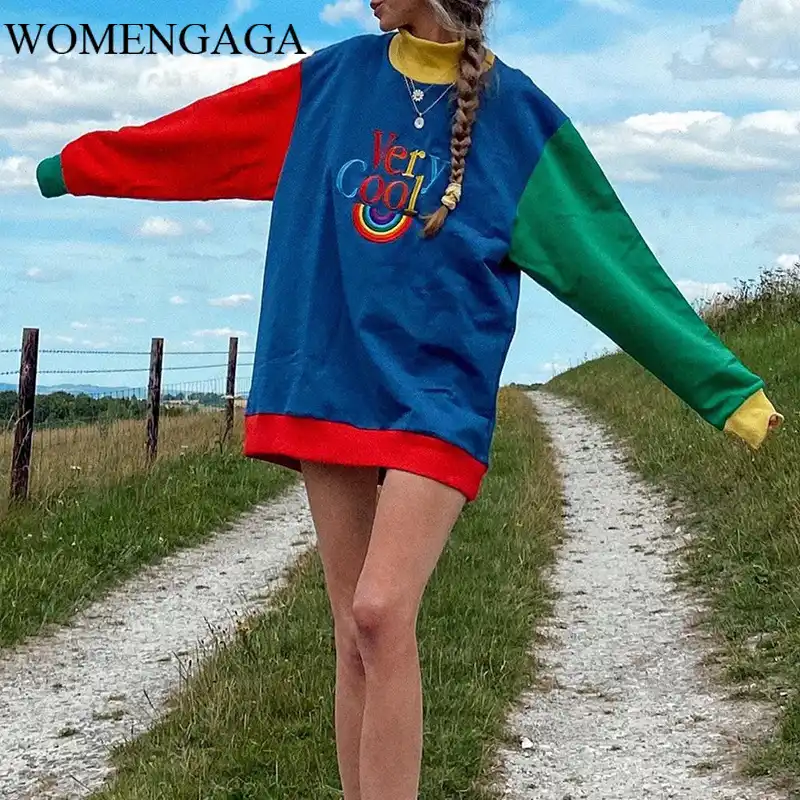 WOMENGAGA 2020 Новая Осенняя Женская хипстерская свободная толстовка с длинными