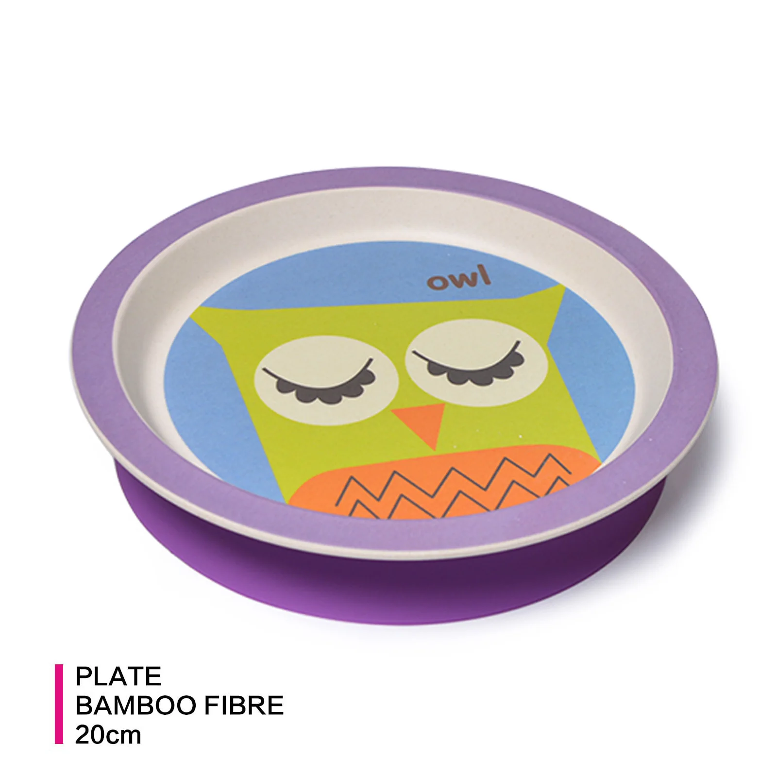 Fissman Bamboo Fibre Plate Kid Dinnerware Dish with Anti-slip Silicone Base - Color: 8inch plate