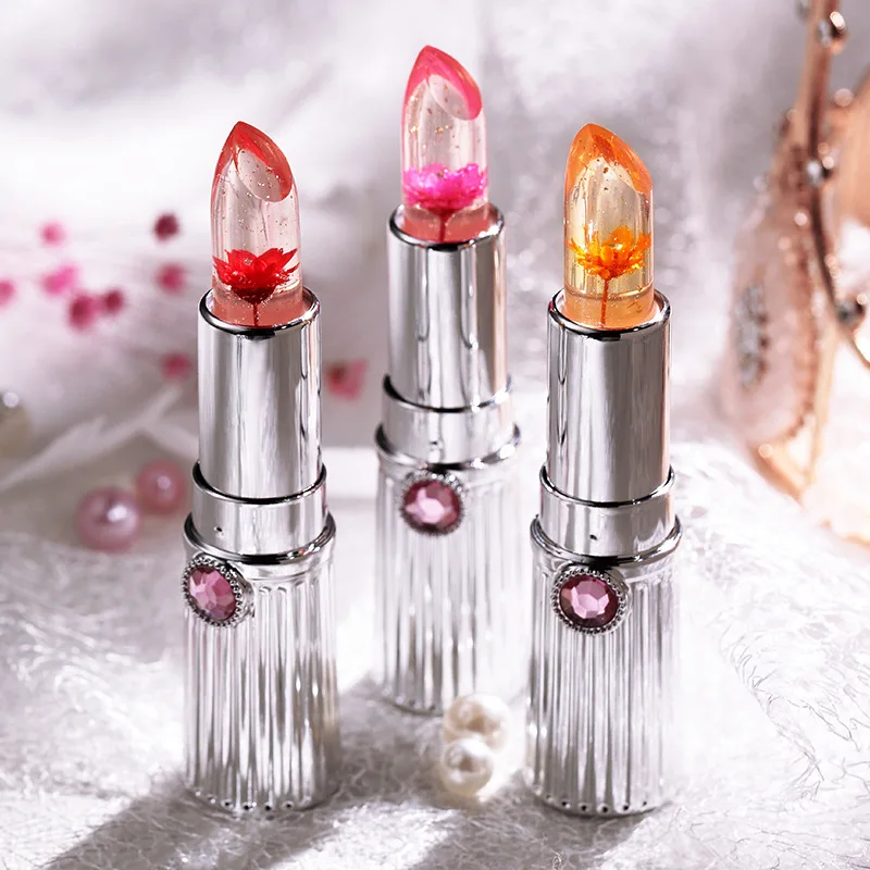 

Lip stick Moisturizer Long-lasting Lipstick Transparent Jelly Flower Makeup Temperature Changed Color Lip Pink WomenWaterproof