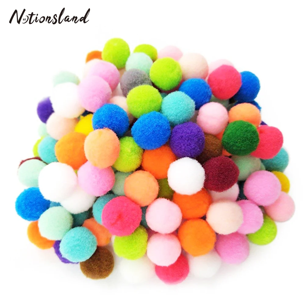 

100pcs Pompoms Dolls for DIY Creative Crafts Decorations Elastic Pom Poms for Needlework Hobby Supplies Accessories 10/15/20mm