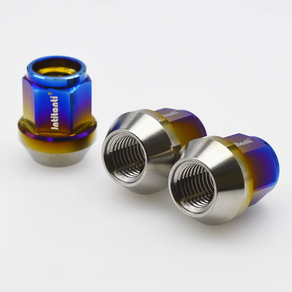 

cone seat open end Gr5 titanium M12*1.5*27 wheel hub nut blue