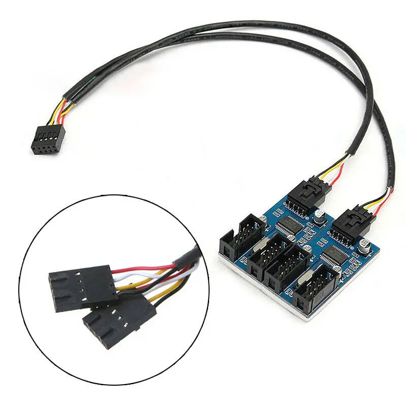 Материнская плата USB 2 0 9Pin Header от 1 до 4 разветвитель для ПК чехол внутренний расширитель|Компьютерные кабели