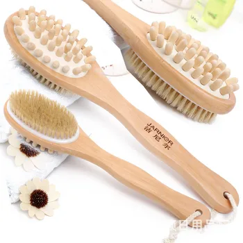 

2-in-1Bath Brush Double Sided Natural Bristles Brush Scrubber Long Handle Wooden SPA Shower Brush Bath Body Massage Brushes