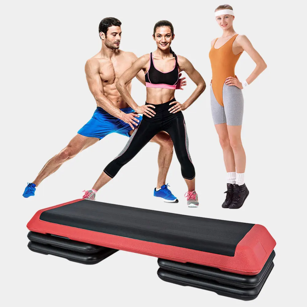 - Adjustable Aerobic Step Fitness Exercise Step Platform 43 Aerobic Training Stepper with 4 Risers for Gym Home Workout