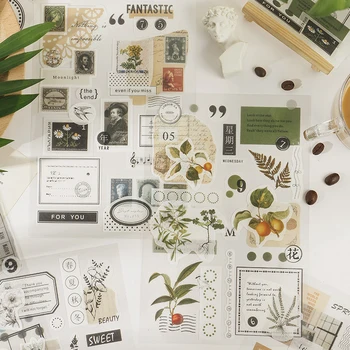 

Mohamm 2 Sheets Natural Color Series Decorative Stickers Scrapbooking DIY Note Paper Sticker Flakes Stationary Office Accessorie