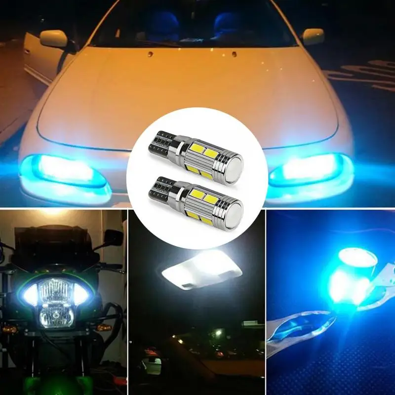 T10 10 SMD 5630 LED Projector Lens Auto Clearance Lights Car Parking W5W Marker Lamp LED Canbus 5730 1pc 501 10SMD Bulb L3B2