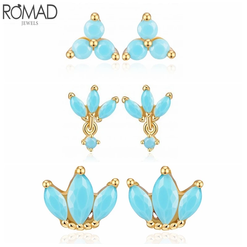 

Romad 925 Sterling Silver Stud Earrings Crown Four Leaved Clover Shape CZ Earrings For Women Fine Jewelry pendientes 2020 W4