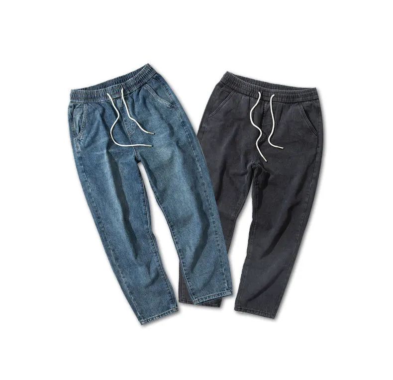 Осенние джинсы мужские модные однотонные повседневные джинсовые брюки мужские уличные свободные прямые джинсы в стиле хип-хоп